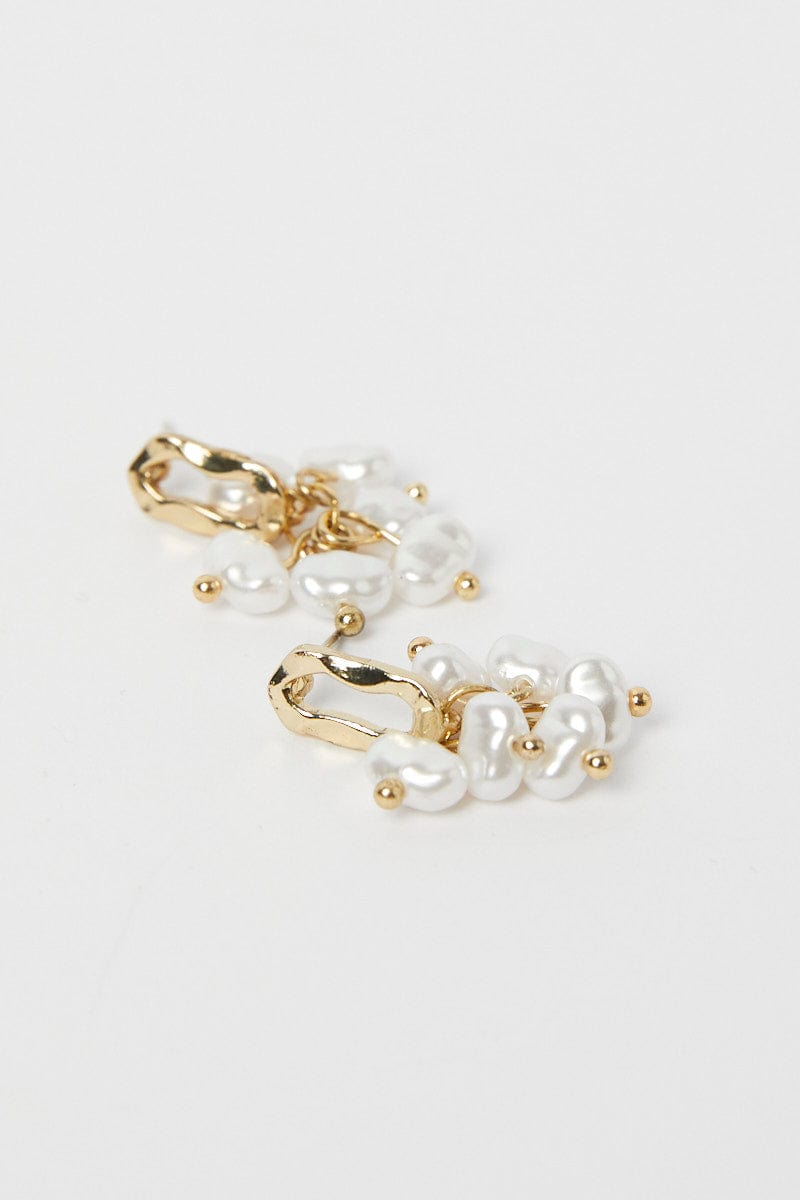 Gold Faux Pearl Earrings for Ally Fashion