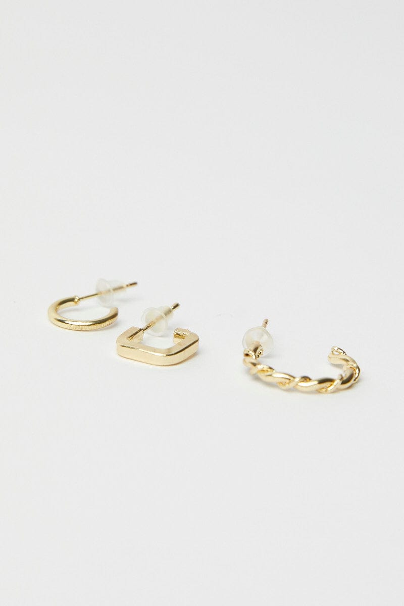 Gold 3 pack Hoop Earrings for Ally Fashion