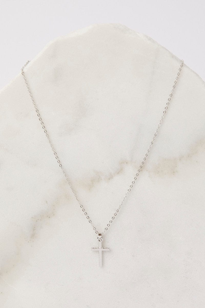 Silver Rhinestones Cross Pendent Necklace for Ally Fashion
