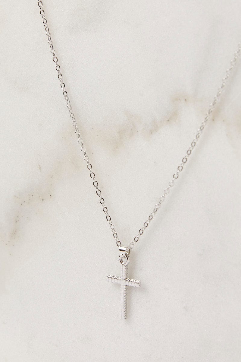 Silver Rhinestones Cross Pendent Necklace for Ally Fashion