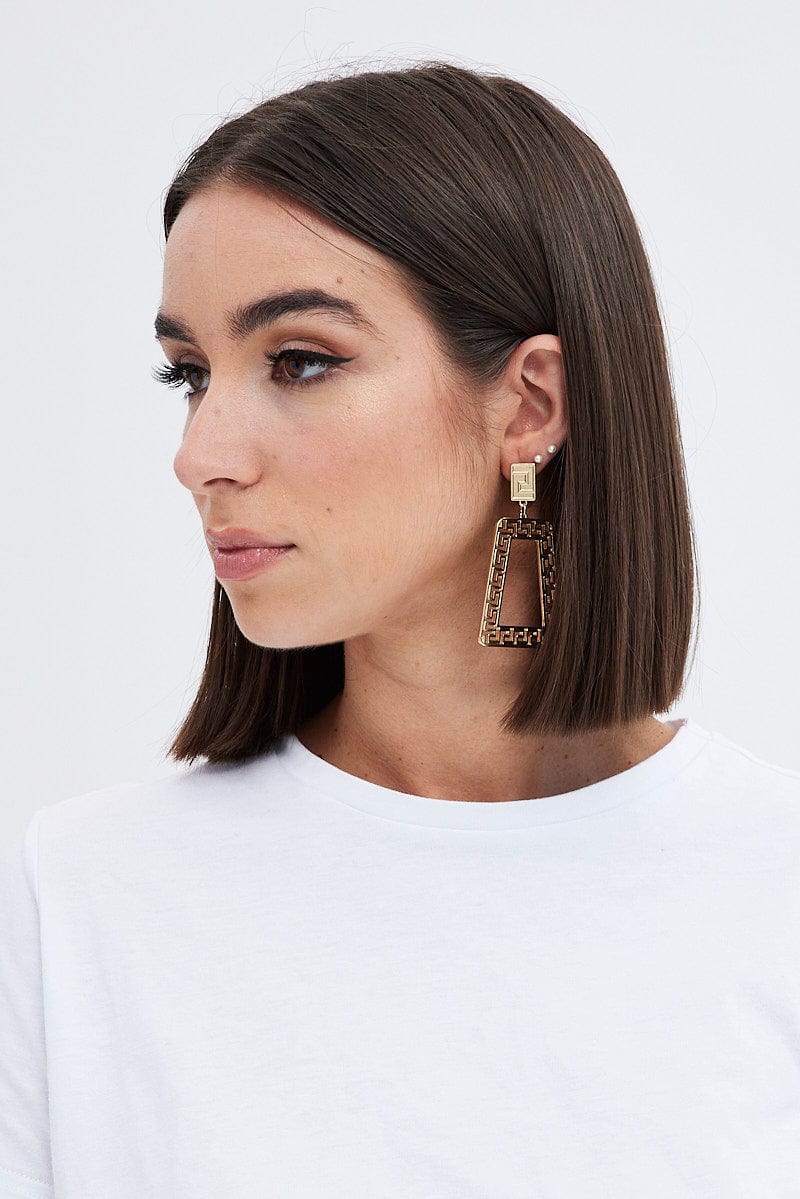 Gold Statement Decor Earrings for Ally Fashion