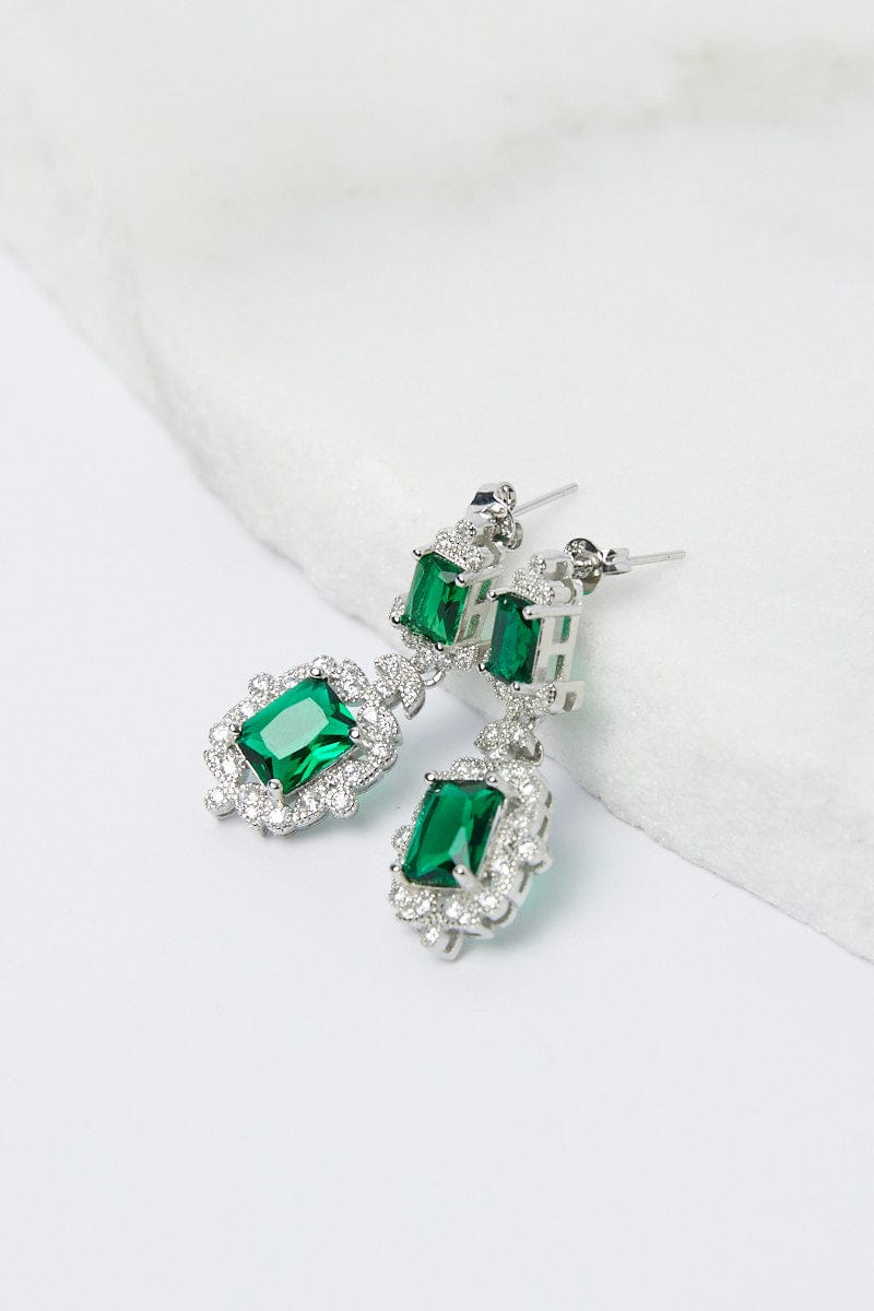 Green Crystal Earrings for Ally Fashion