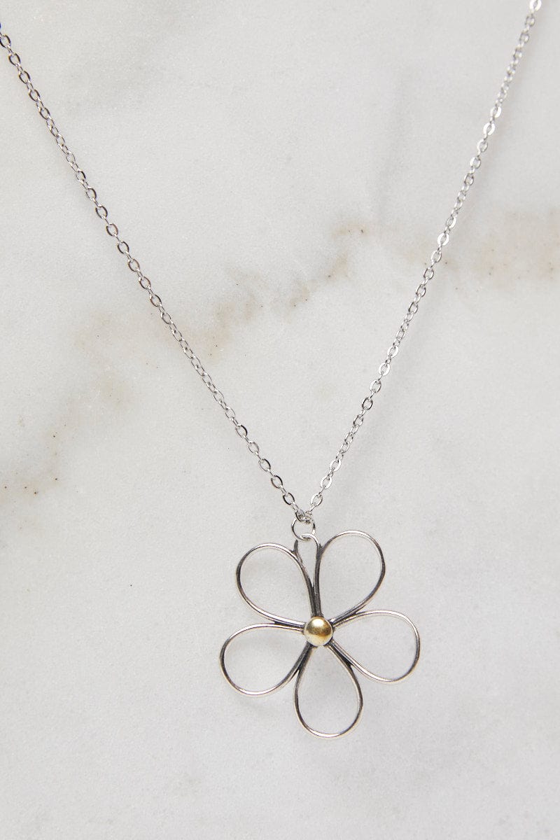 Silver Flower Pendent Necklace for Ally Fashion