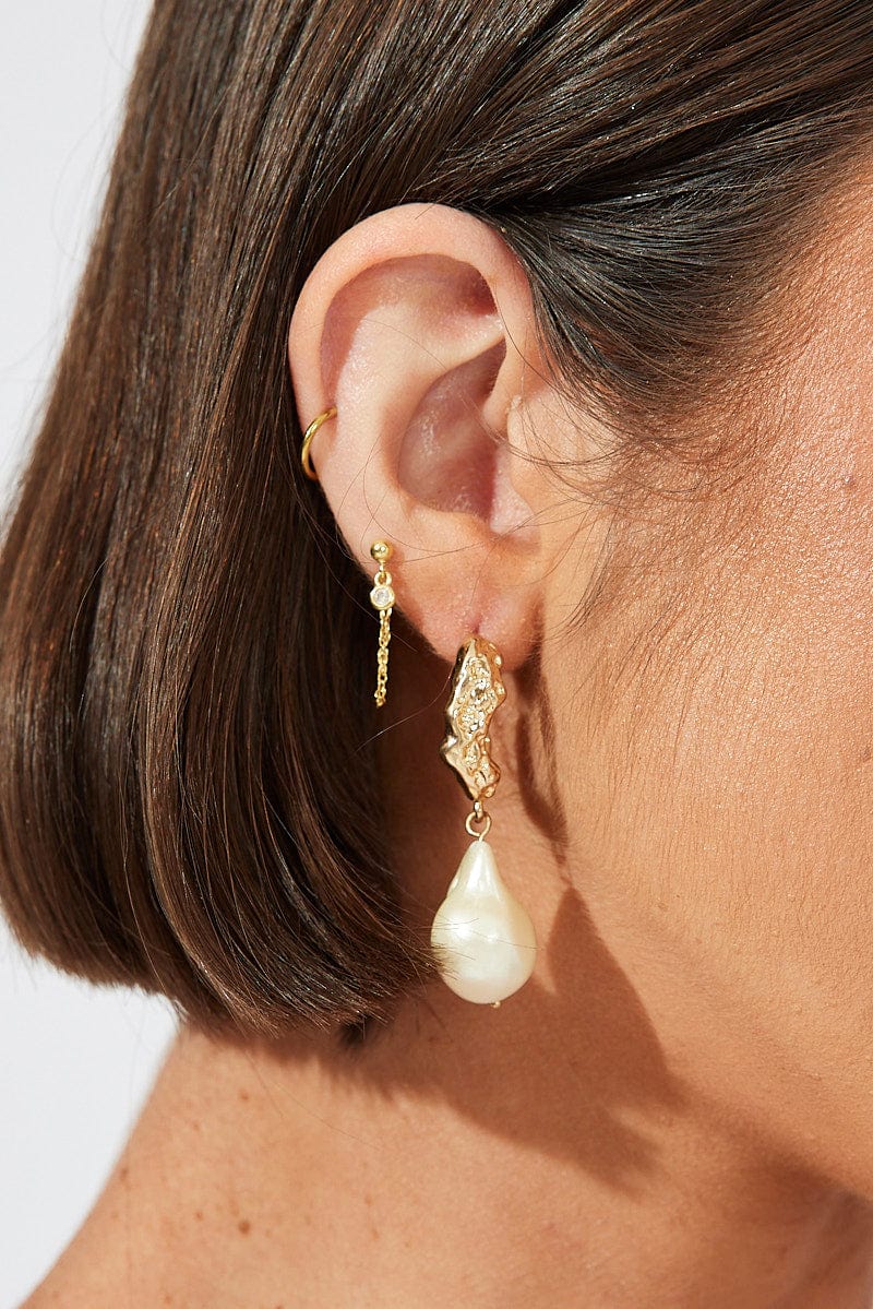 White Faux Pearl Earrings for Ally Fashion