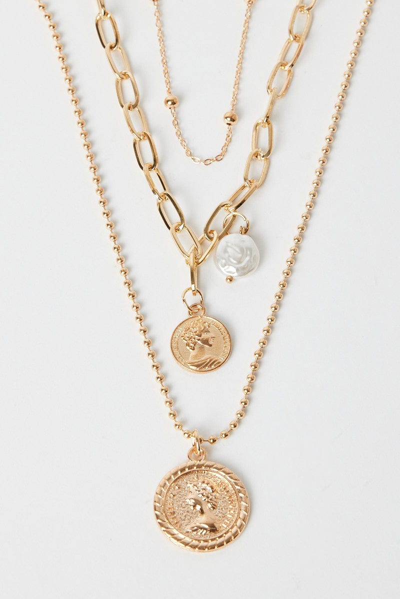 Gold Coin Pendent Layered Necklace for Ally Fashion