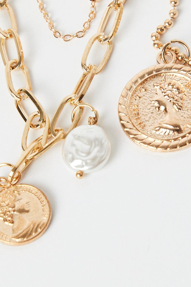 Gold Coin Pendent Layered Necklace for Ally Fashion