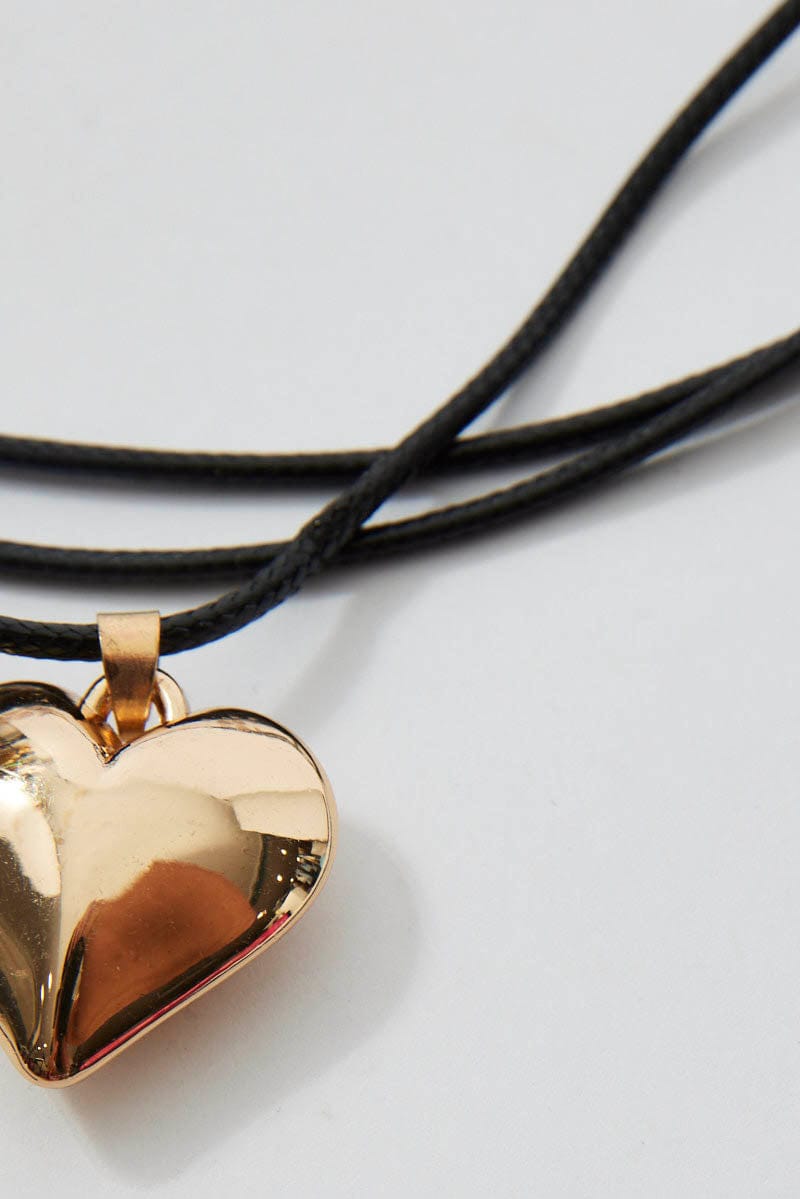 Gold Heart Pendent Cord Necklace for Ally Fashion