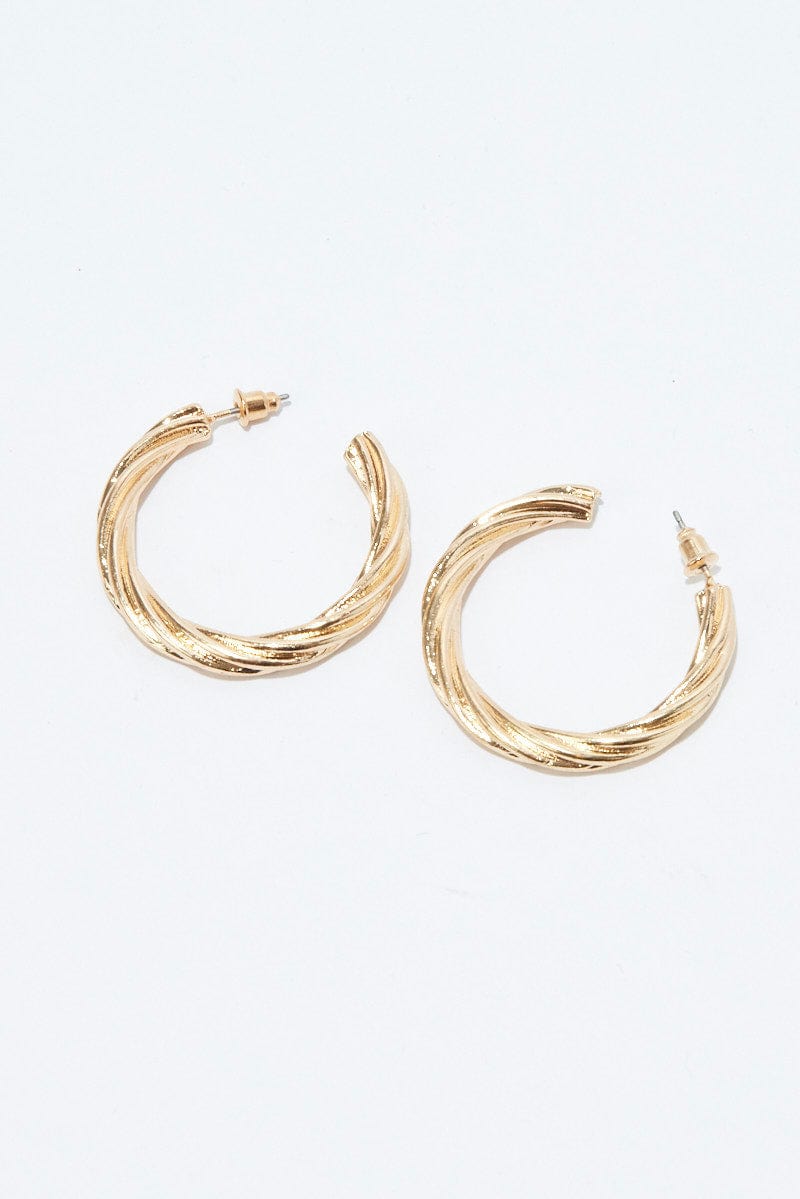 Gold Twist Hoop Earrings for Ally Fashion