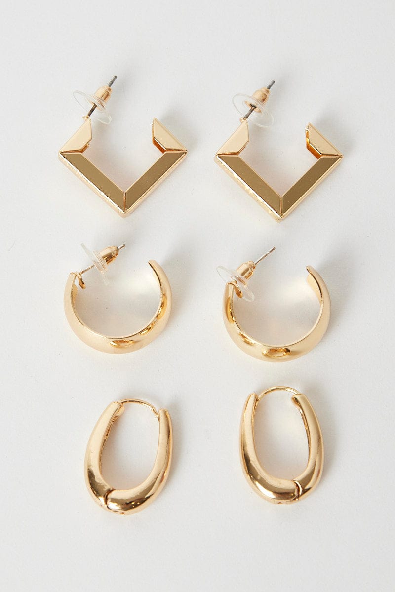 Gold 3 Pack Earrings for Ally Fashion