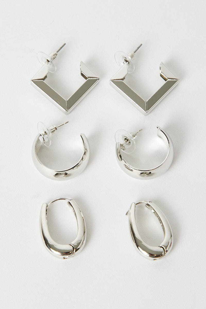 Silver 3 Pack Earrings for Ally Fashion