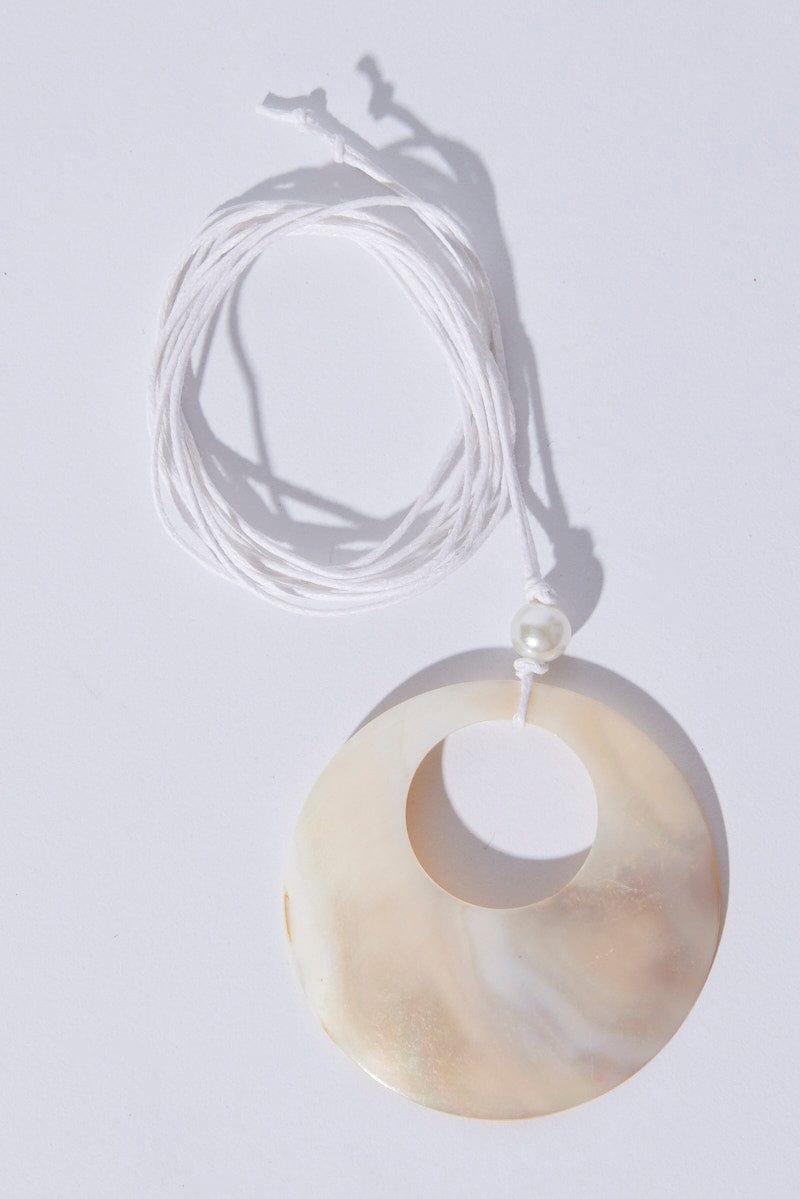 White Shell Pendent Cord Necklace for Ally Fashion