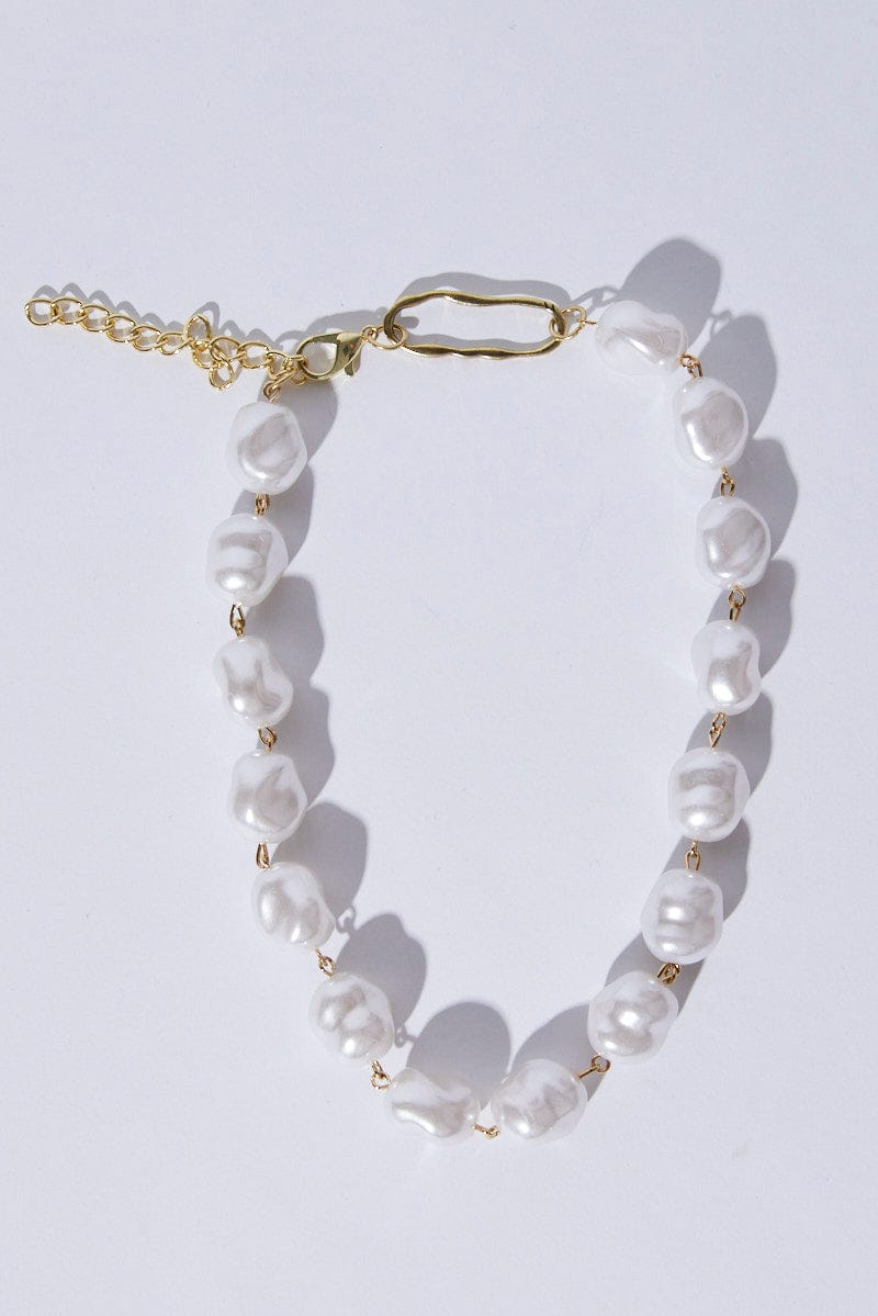 White Faux Pearl Choker Necklace for Ally Fashion