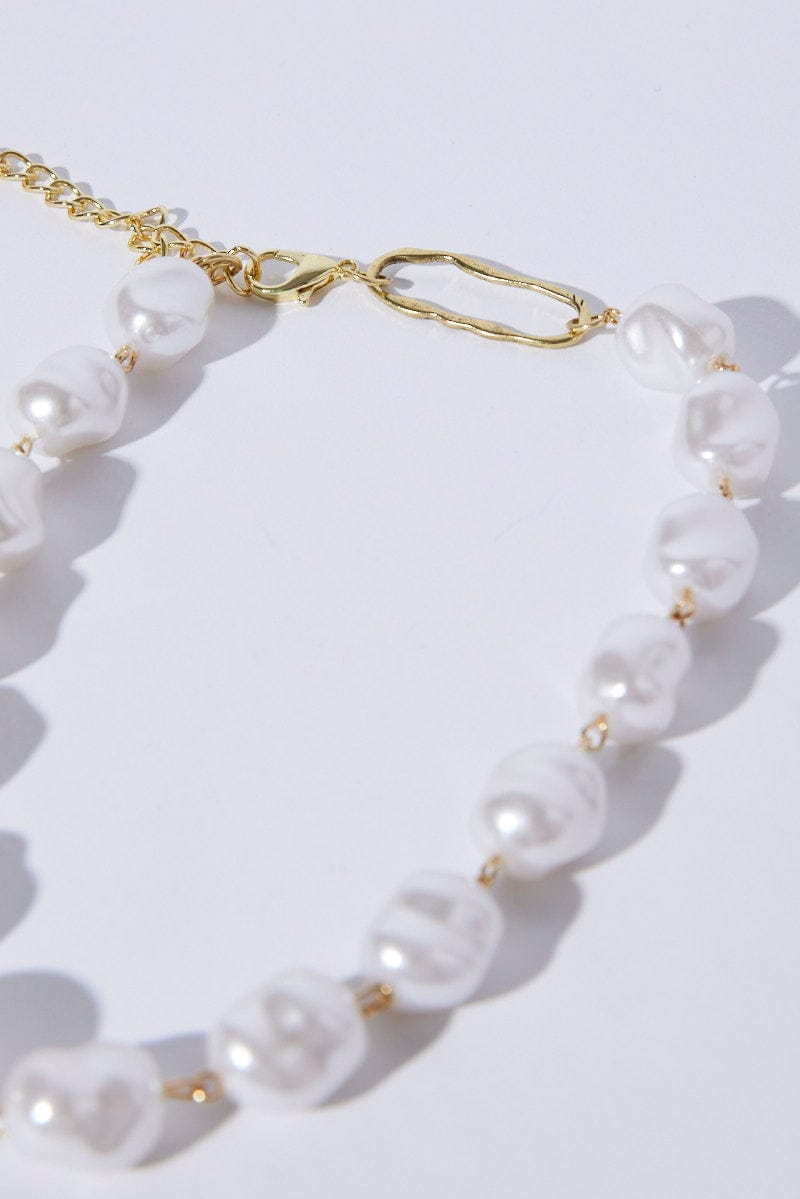 White Faux Pearl Choker Necklace for Ally Fashion