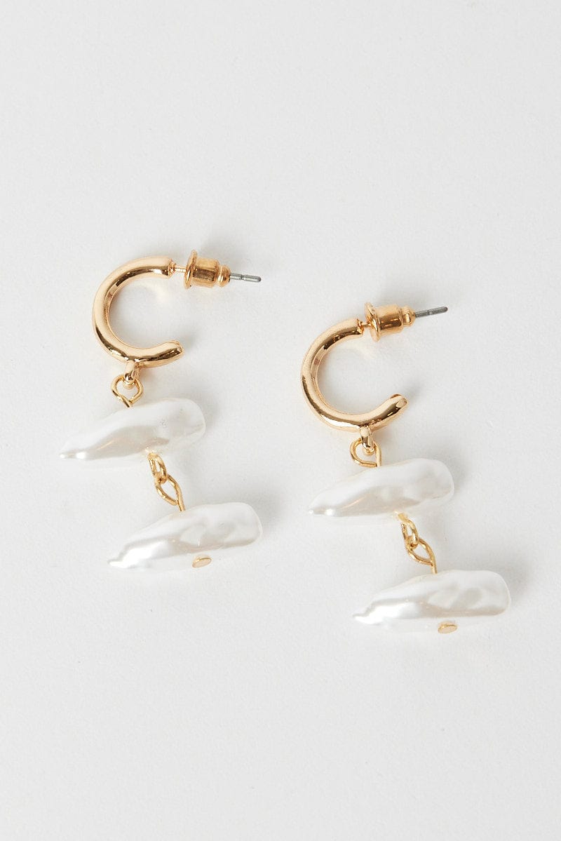 Gold Faux Pearl Drop Earrings for Ally Fashion