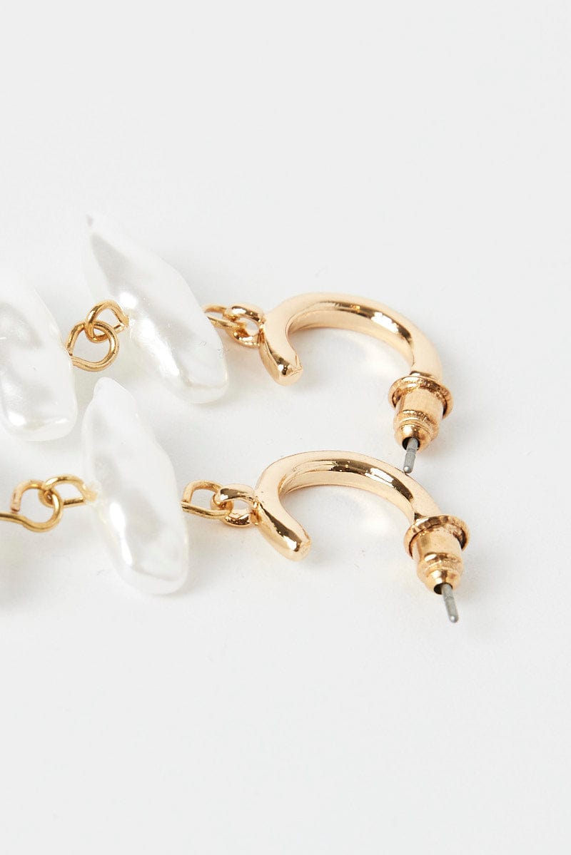 Gold Faux Pearl Drop Earrings for Ally Fashion