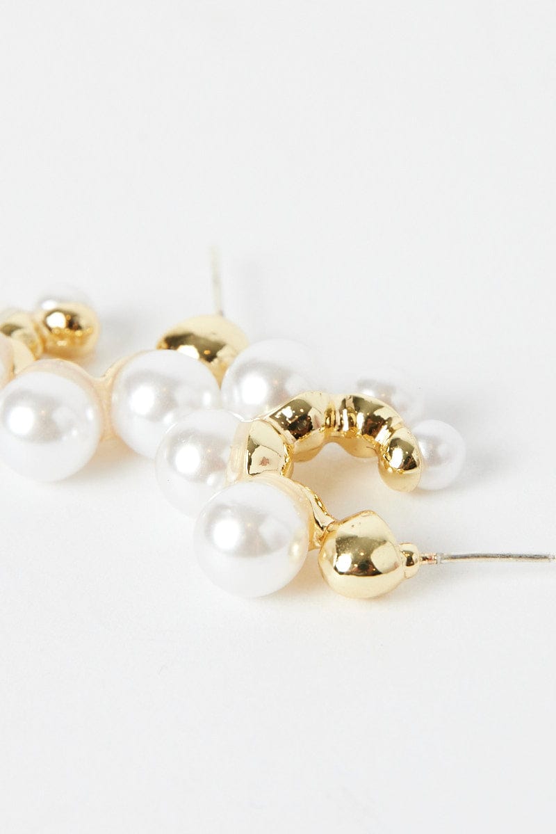 Gold Faux Pearl Earrings for Ally Fashion