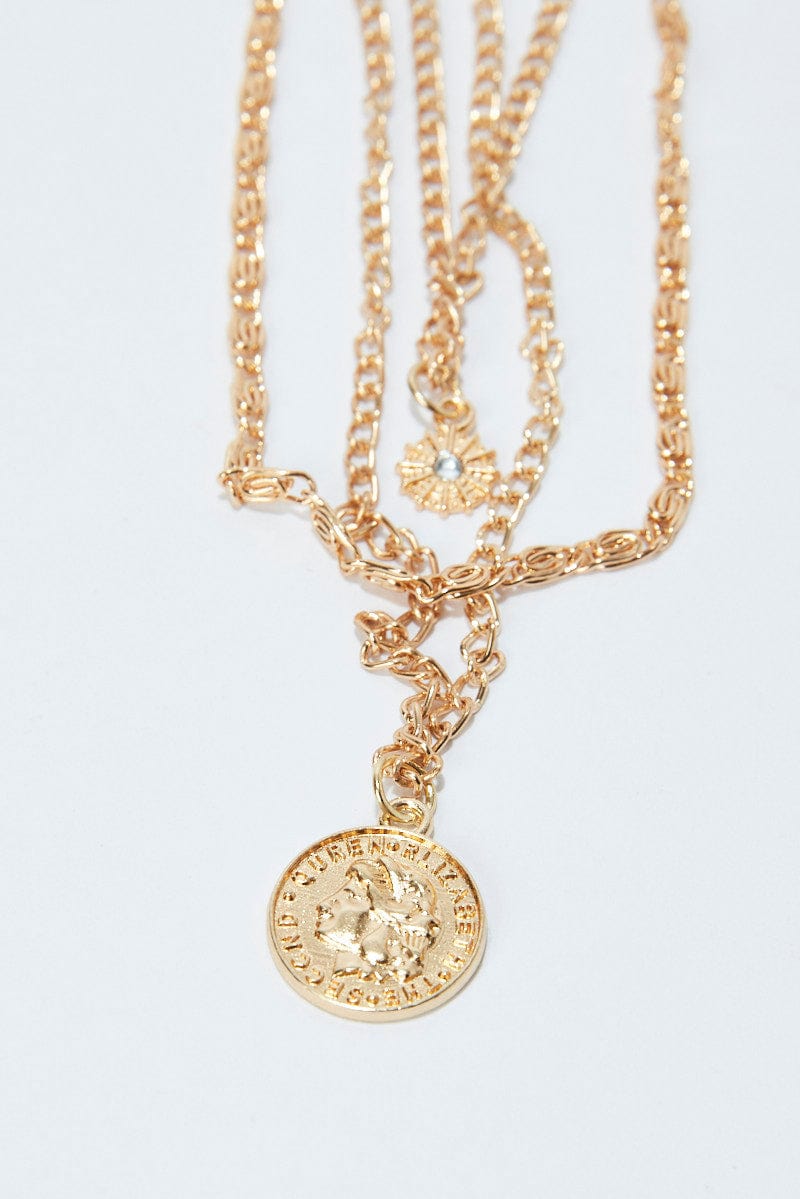 Gold Coin Pendent Layered Necklace for Ally Fashion
