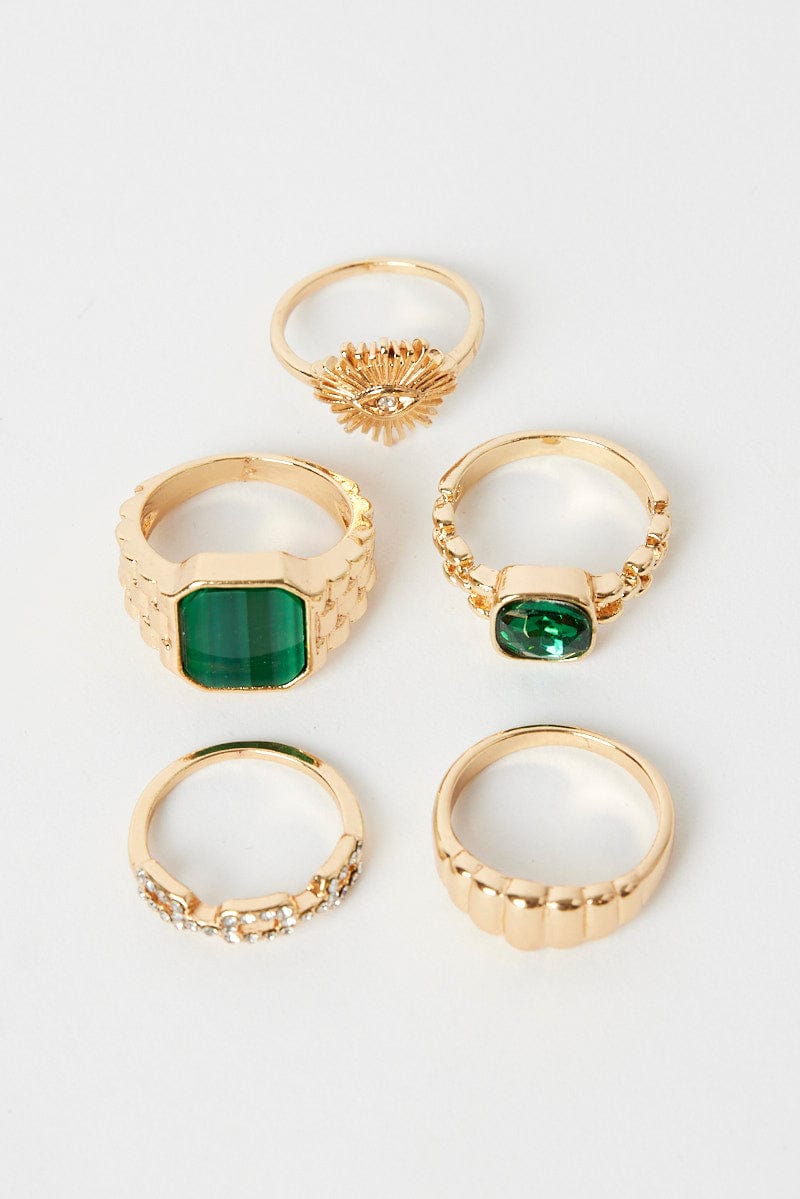 Gold 5 Pack Rings Set for Ally Fashion