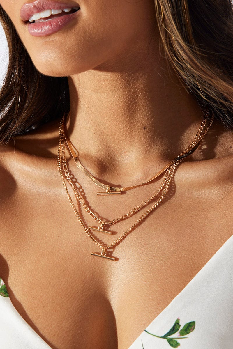 Gold 3 Pack Chain Necklace for Ally Fashion