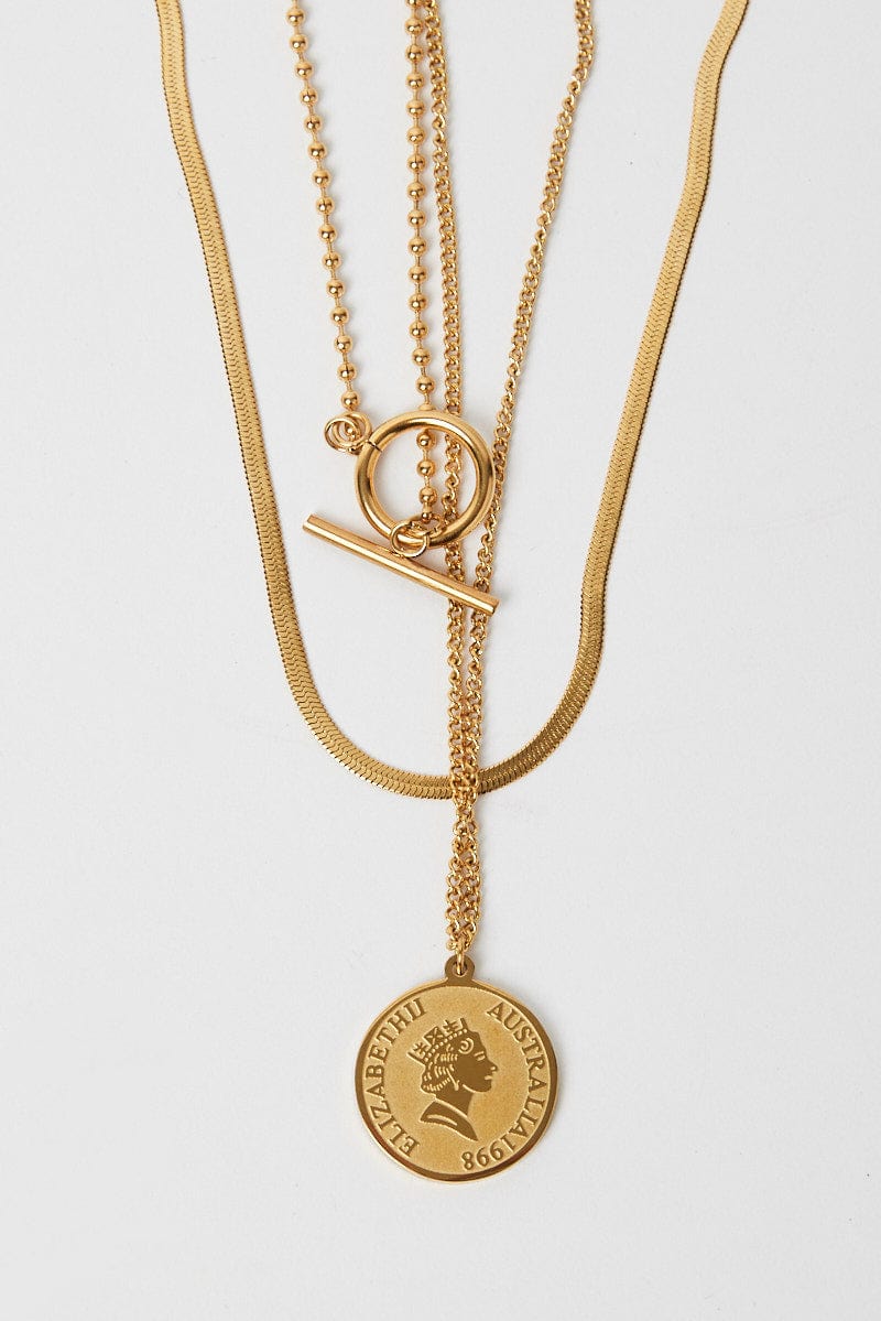 Gold Layered Necklace Coin Pendent for Ally Fashion