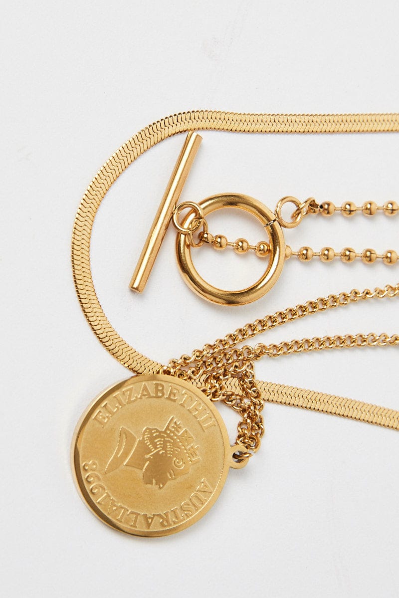 Gold Layered Necklace Coin Pendent for Ally Fashion
