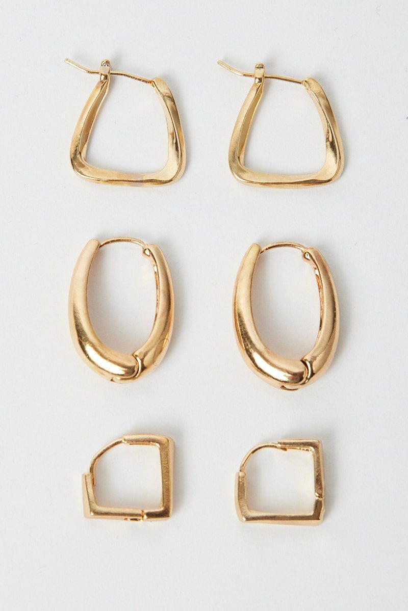 Gold 3 Pack Hoop Earrings for Ally Fashion