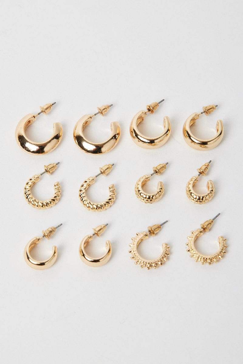 Gold 6 Pack Hoop Earrings for Ally Fashion