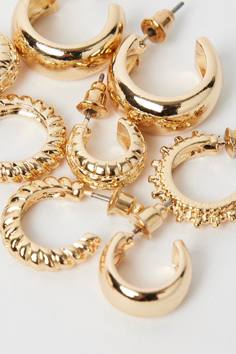 Gold 6 Pack Hoop Earrings for Ally Fashion