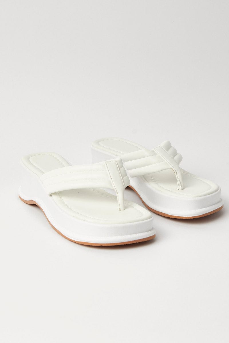 White Toe Post Wedge Thong Sandals for Ally Fashion
