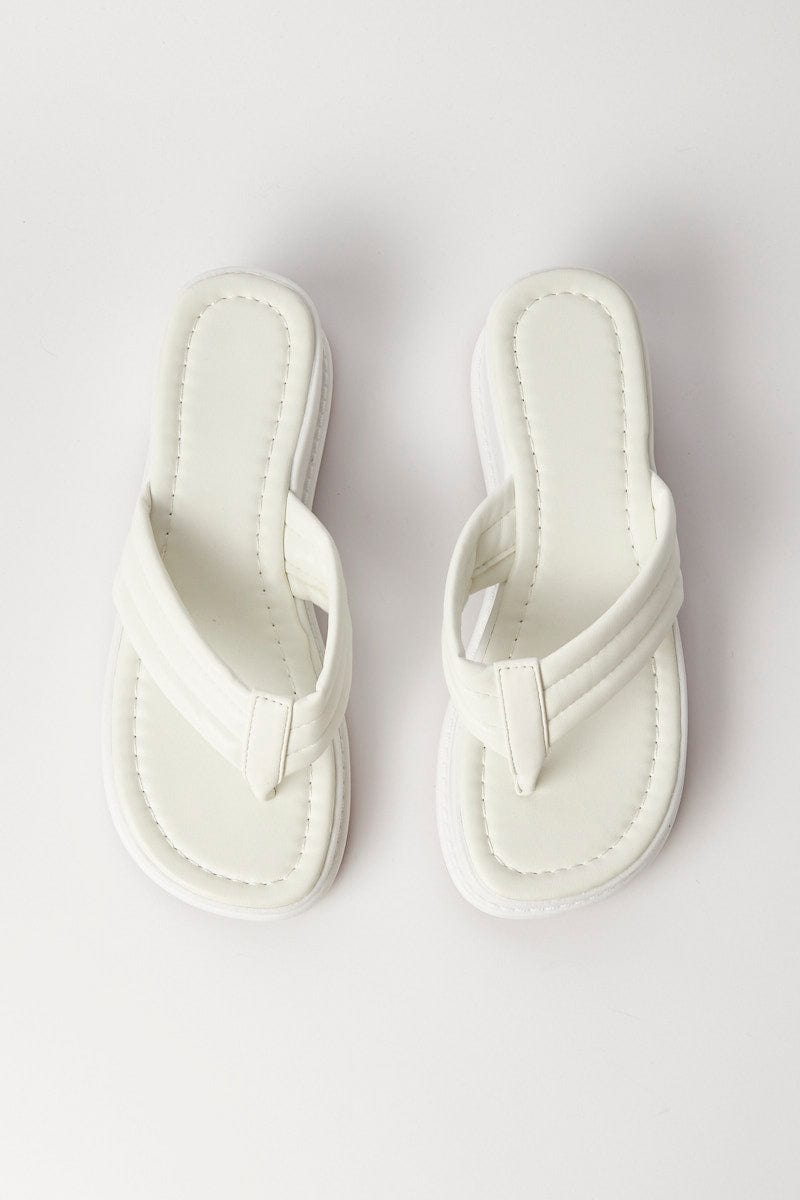 White Toe Post Wedge Thong Sandals for Ally Fashion