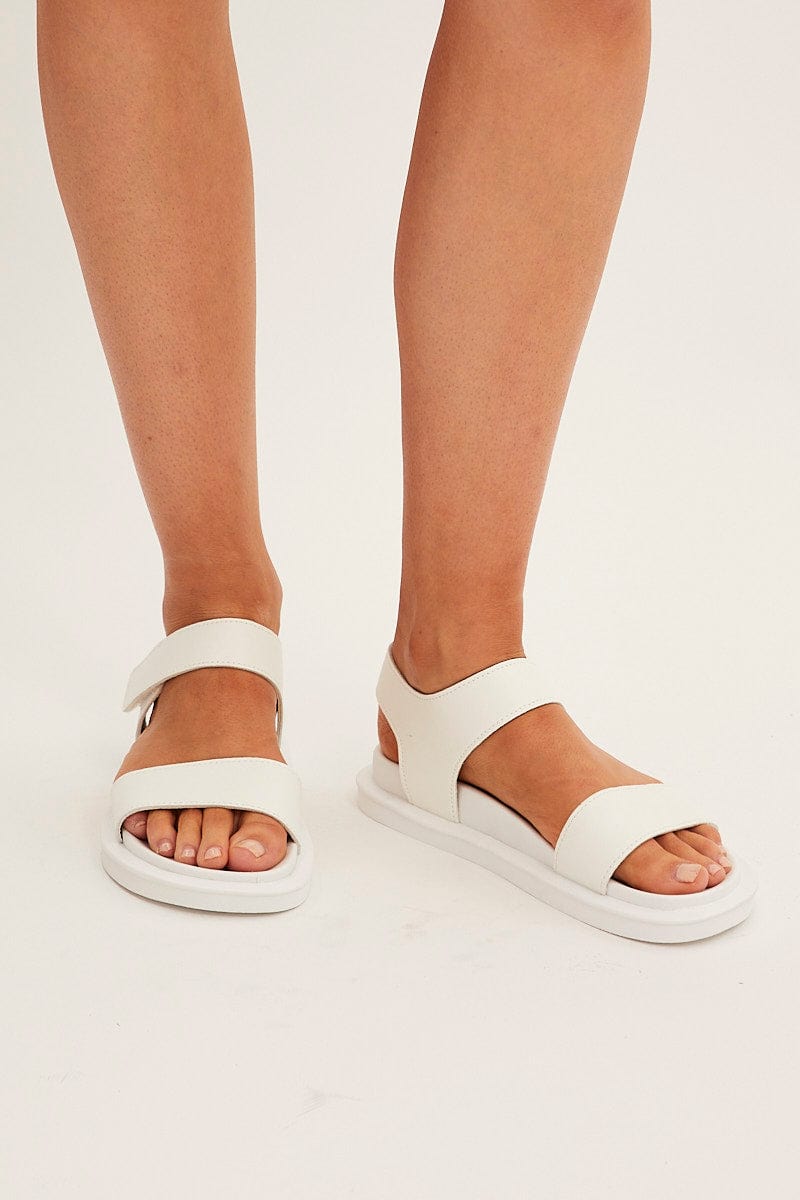 White Slingback Flat Sandals for Ally Fashion