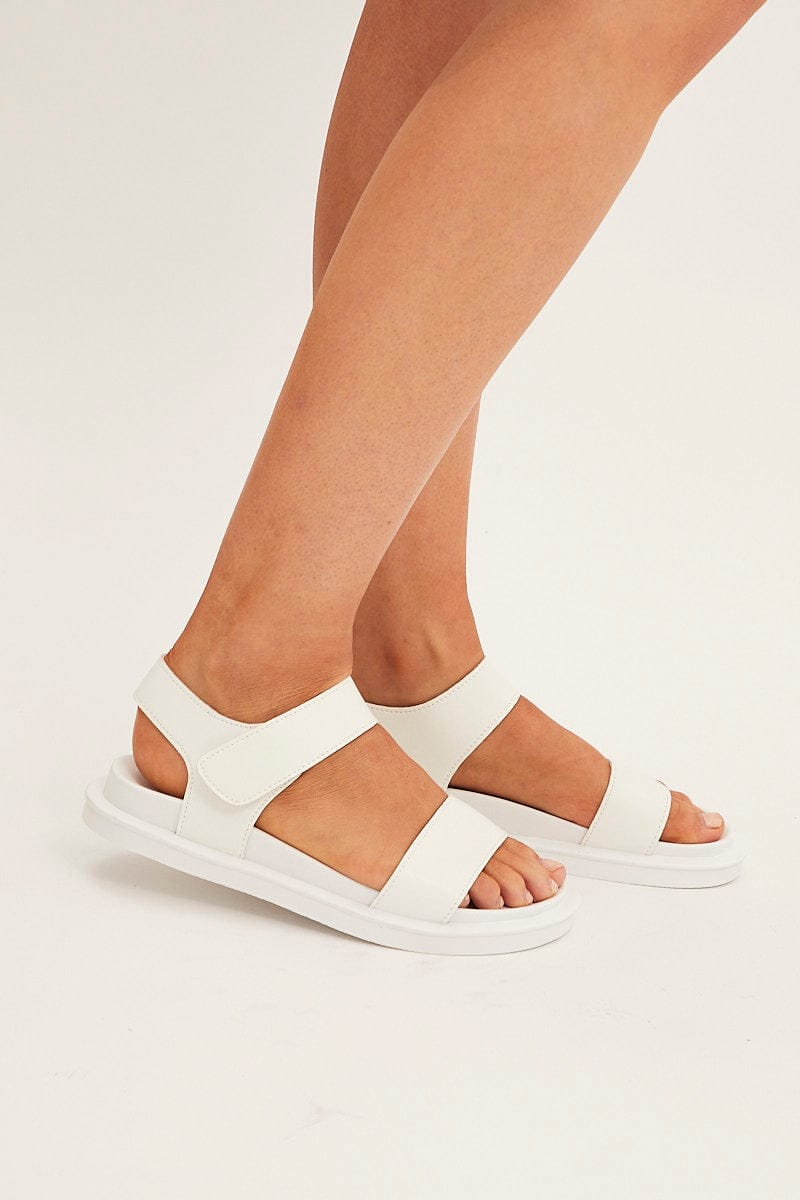 White Slingback Flat Sandals for Ally Fashion