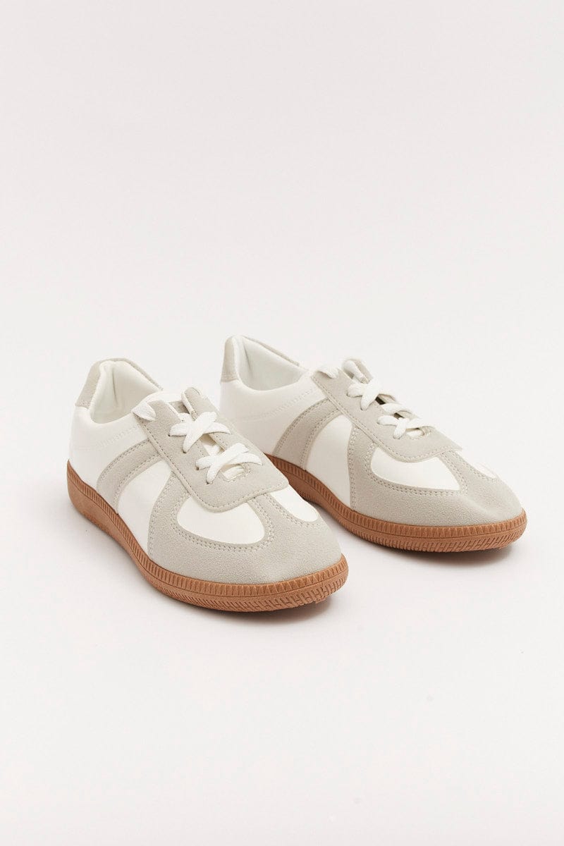Beige Color Block Lace Up Sneakers for Ally Fashion