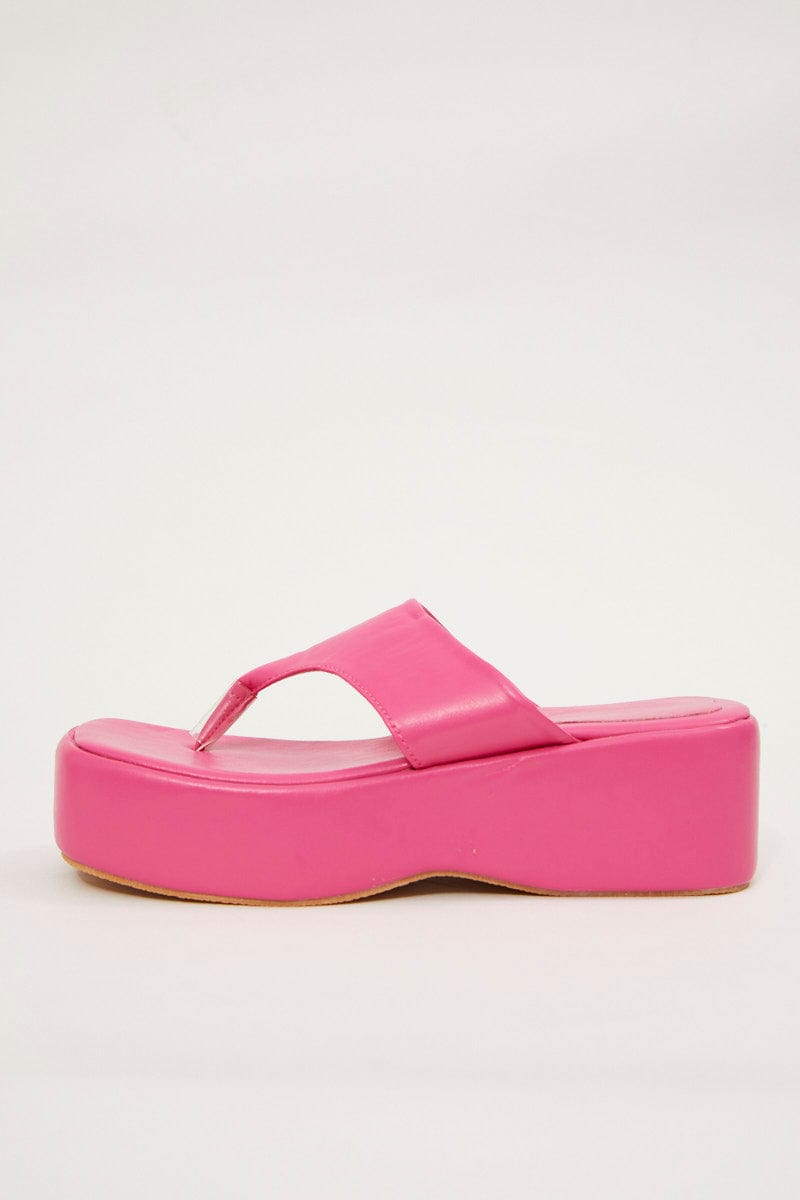 Pink Toe Post Thong Wedge Sandals | Ally Fashion