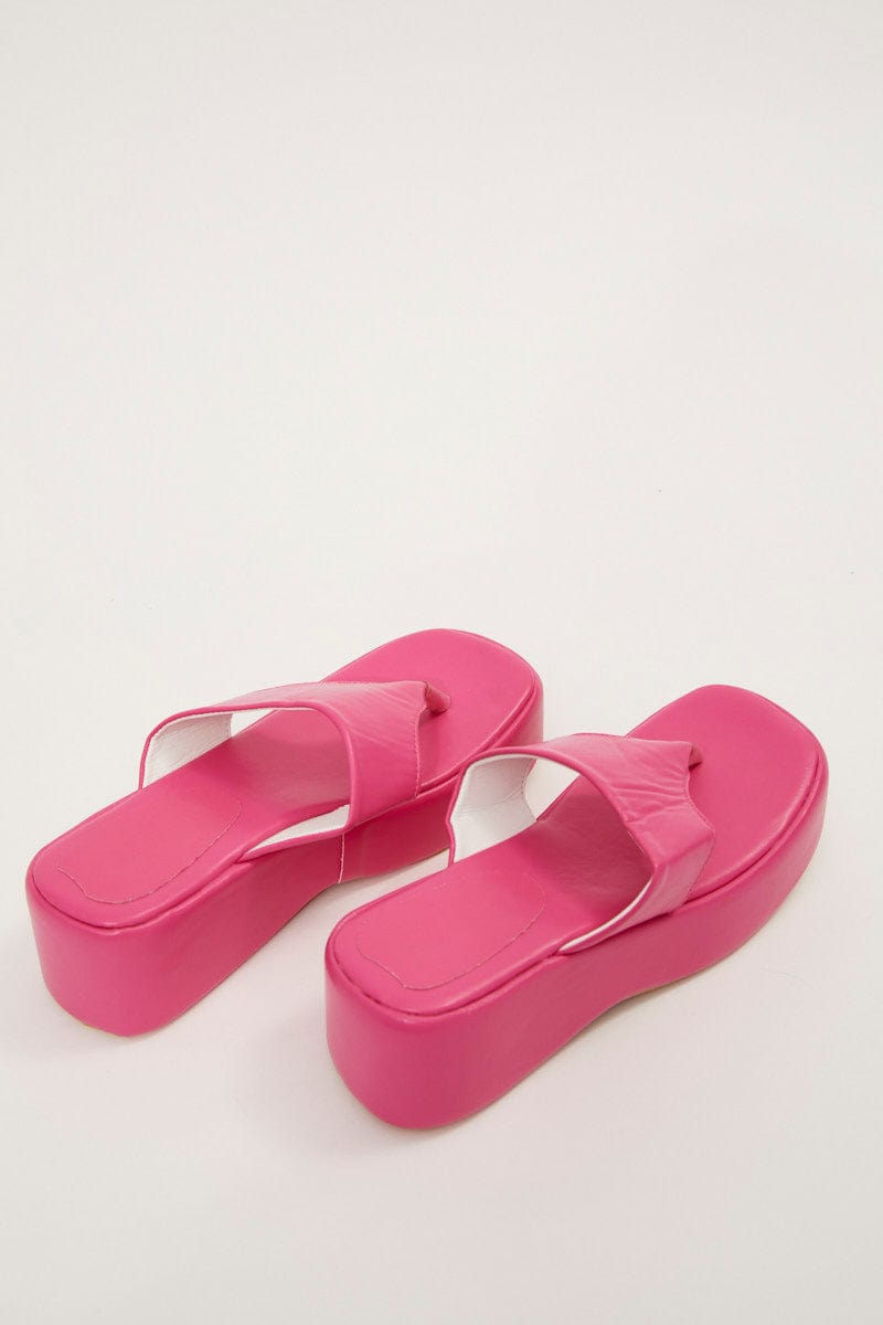 Pink Toe Post Thong Wedge Sandals | Ally Fashion