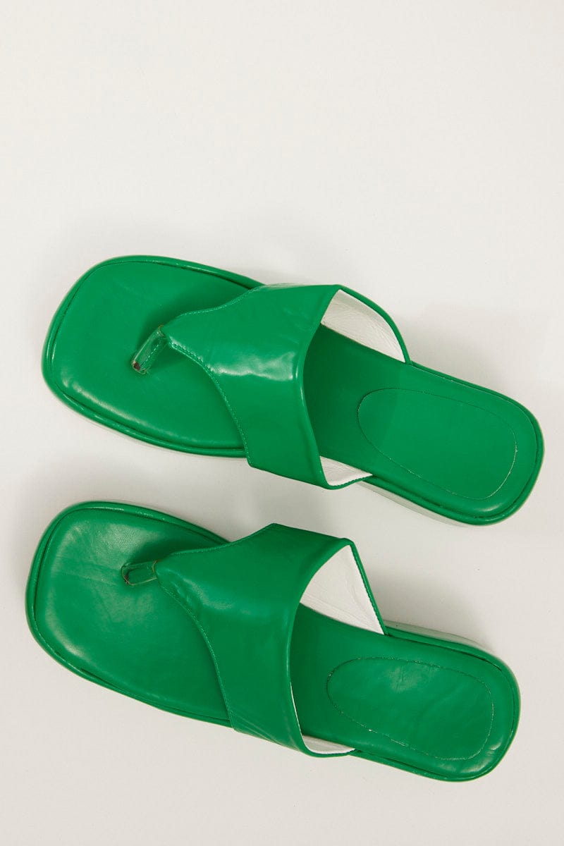 Green Toe Post Thong Wedge Sandals for Ally Fashion