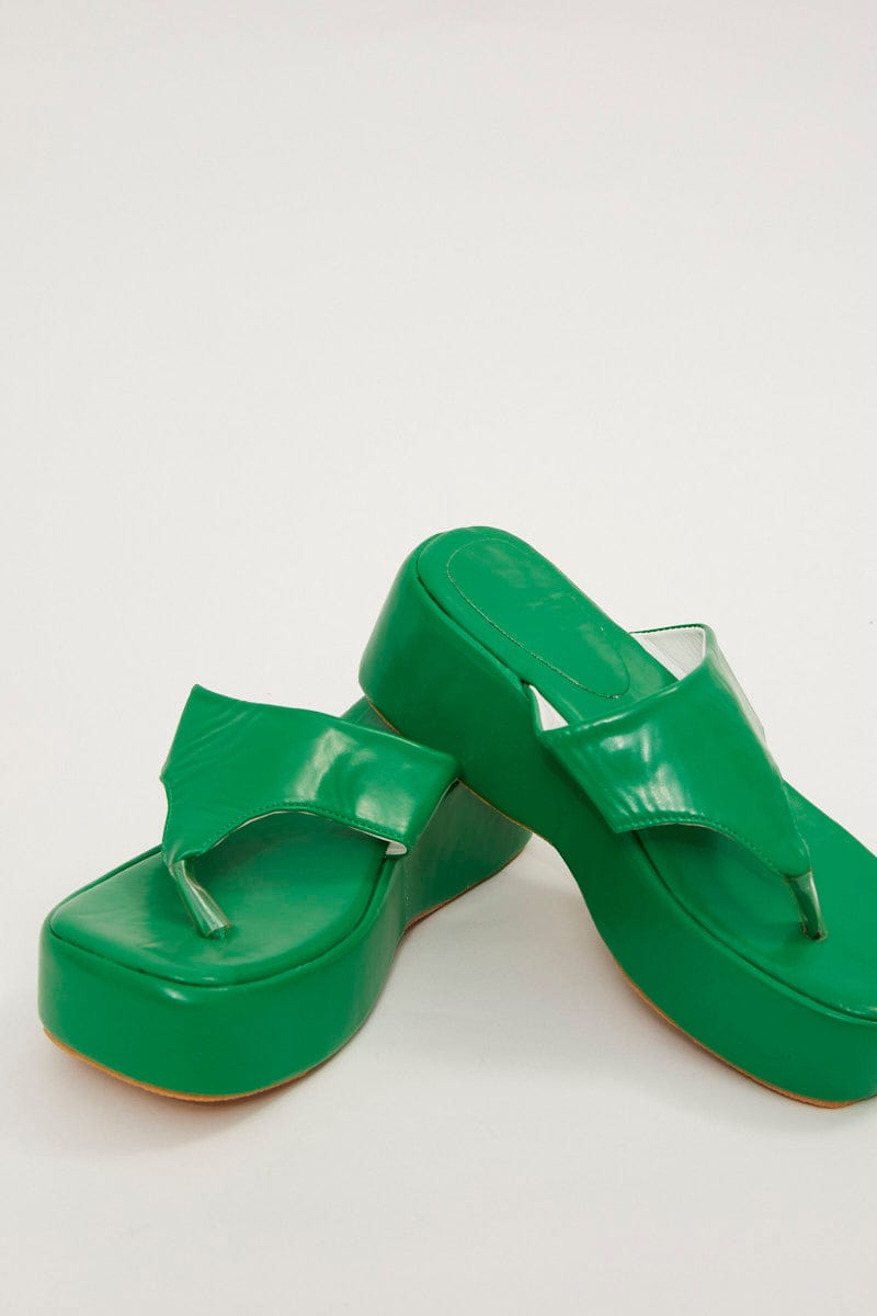 Green Toe Post Thong Wedge Sandals for Ally Fashion