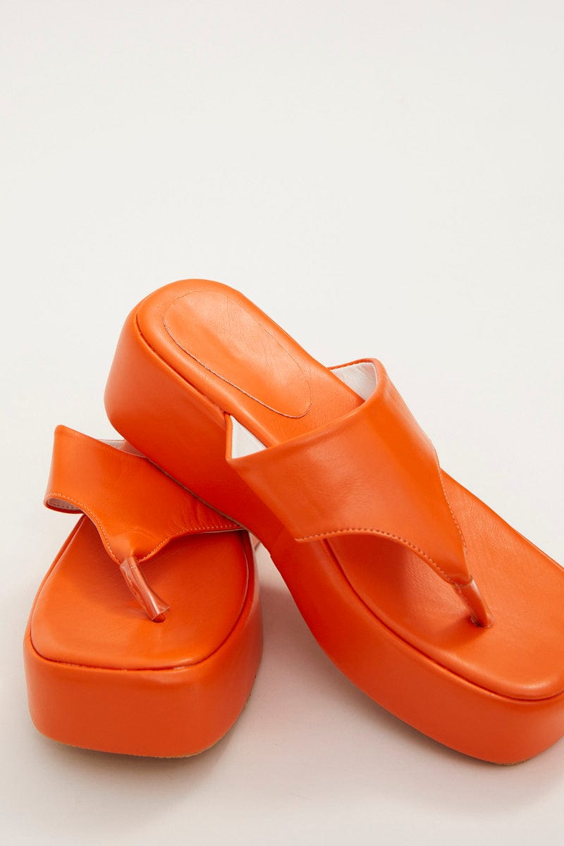 Orange Toe Post Thong Wedge Sandals for Ally Fashion