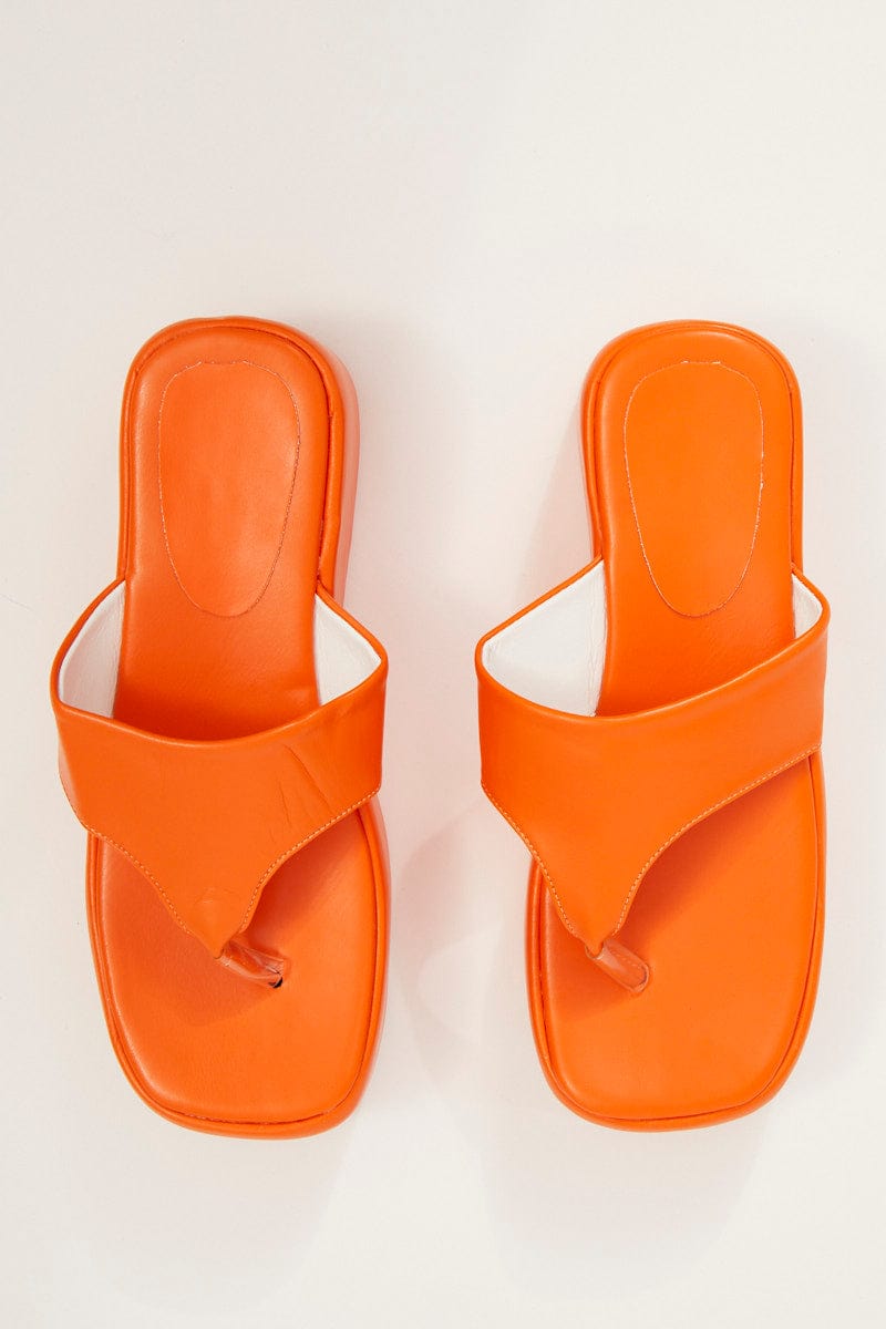 Orange Toe Post Thong Wedge Sandals for Ally Fashion