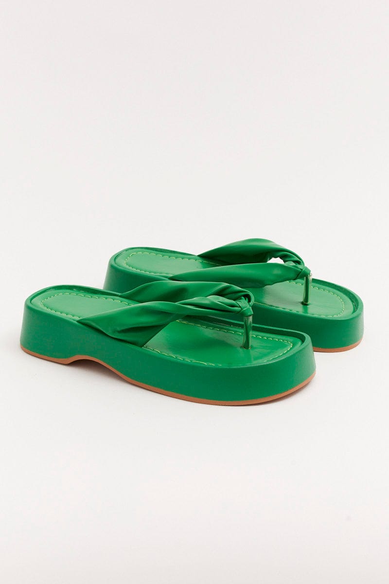 Green Toe Post Chunky Sole Sandals for Ally Fashion