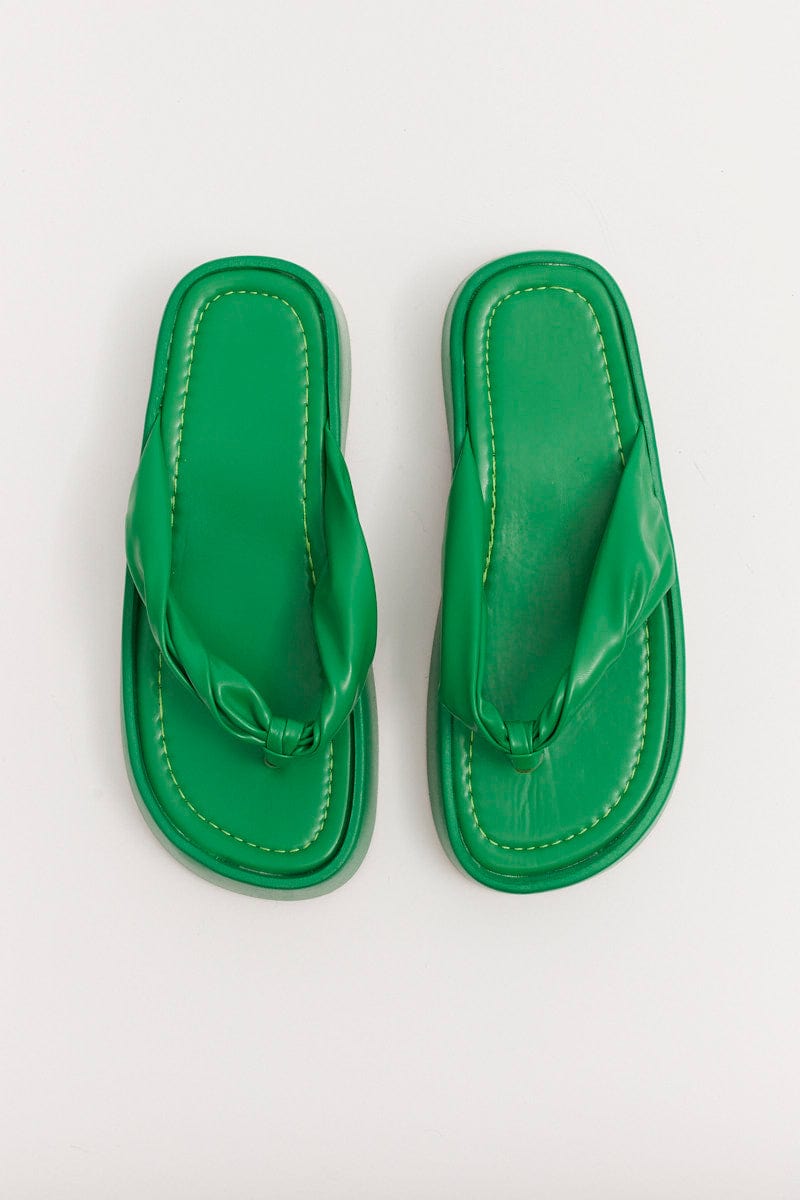 Green Toe Post Chunky Sole Sandals for Ally Fashion