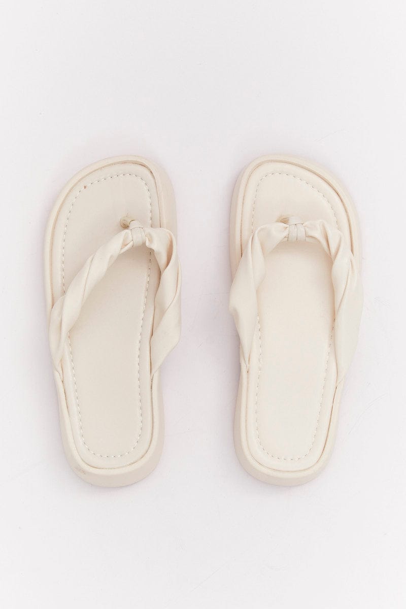 White Toe Post Chunky Sole Sandals for Ally Fashion