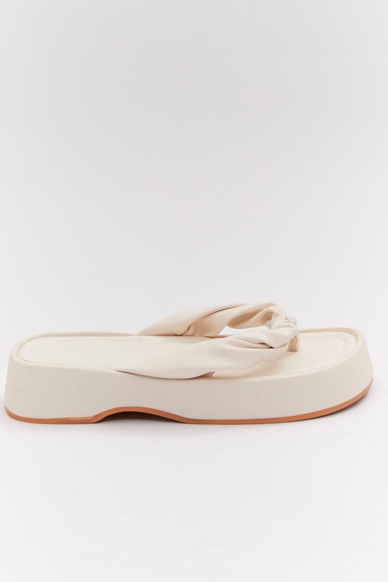 White Toe Post Chunky Sole Sandals for Ally Fashion