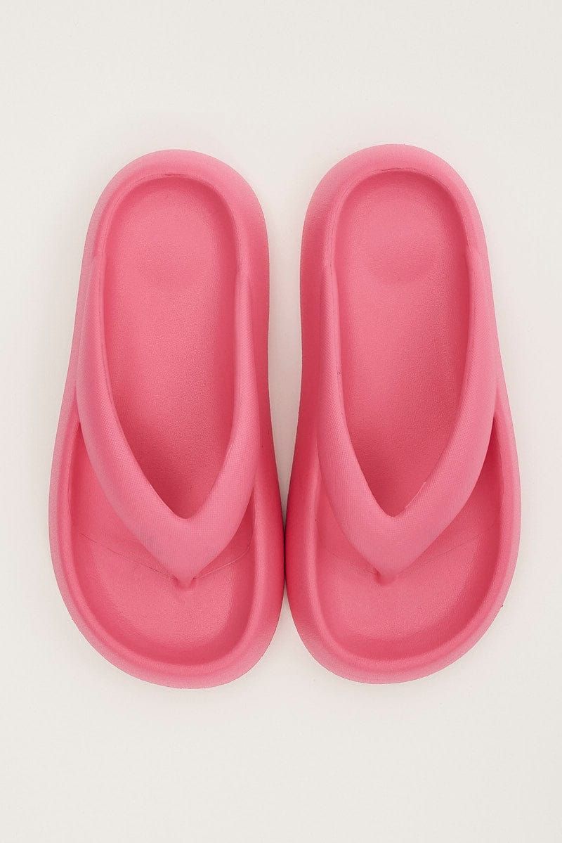 Pink Chunky Flat Slides for Ally Fashion