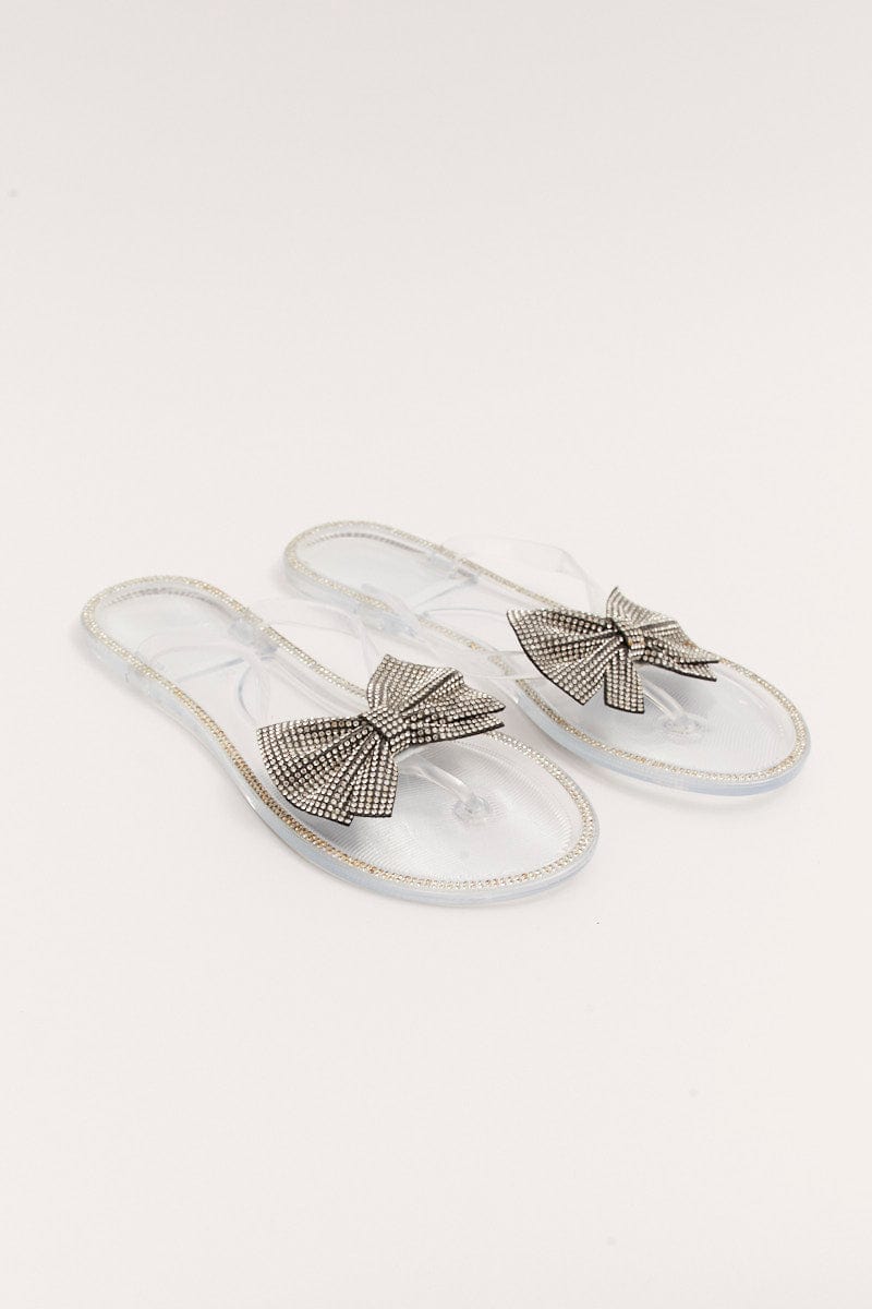 Metallic Rhinestone And Bow Decor Slippers for Ally Fashion