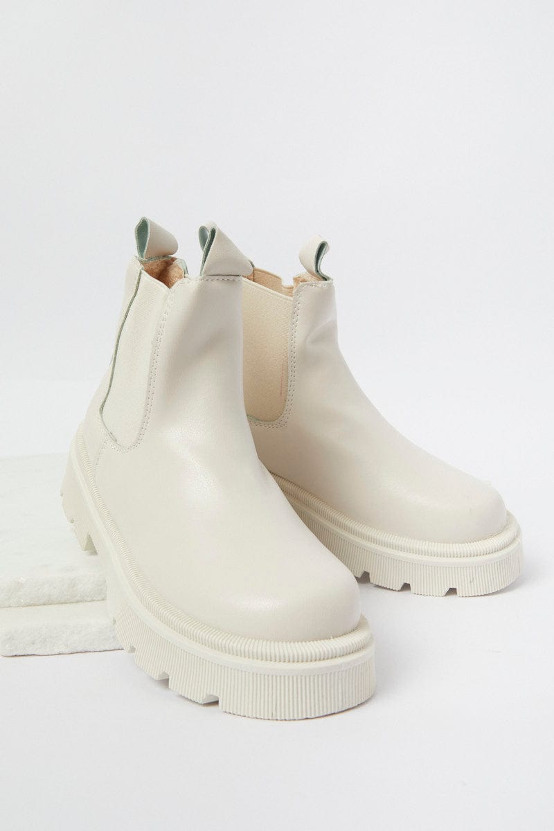 White Chunky Sole Boots for Ally Fashion