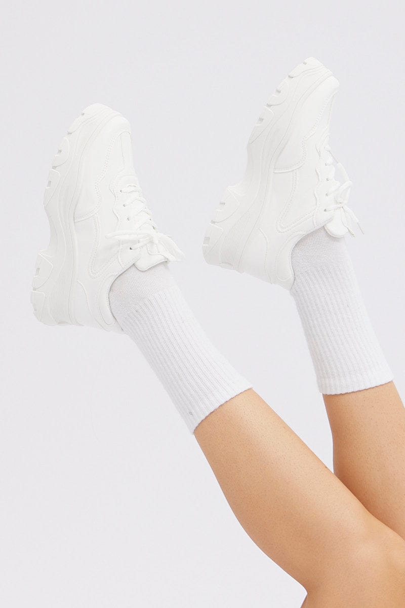 White Chunky Sneakers Trainers for Ally Fashion
