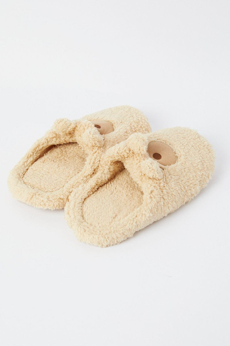 Beige Bear Fluffy Slippers for Ally Fashion