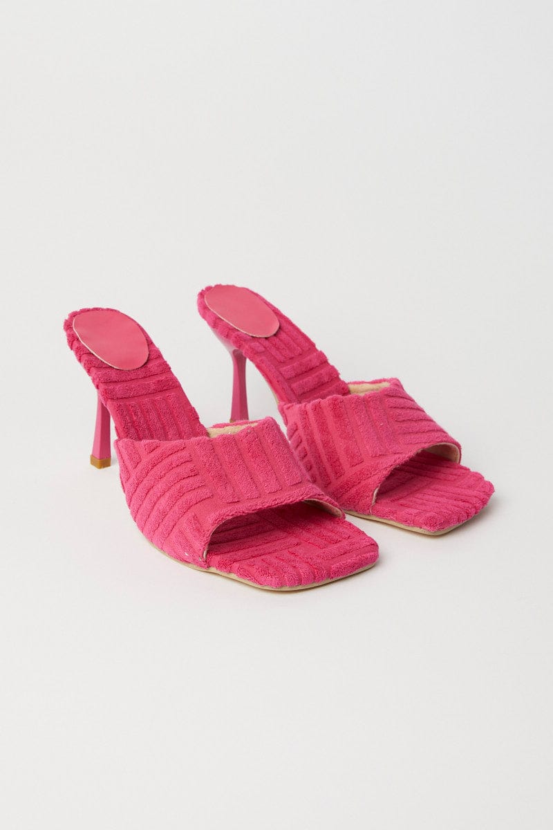 Pink Toweling Detail Mules for Ally Fashion