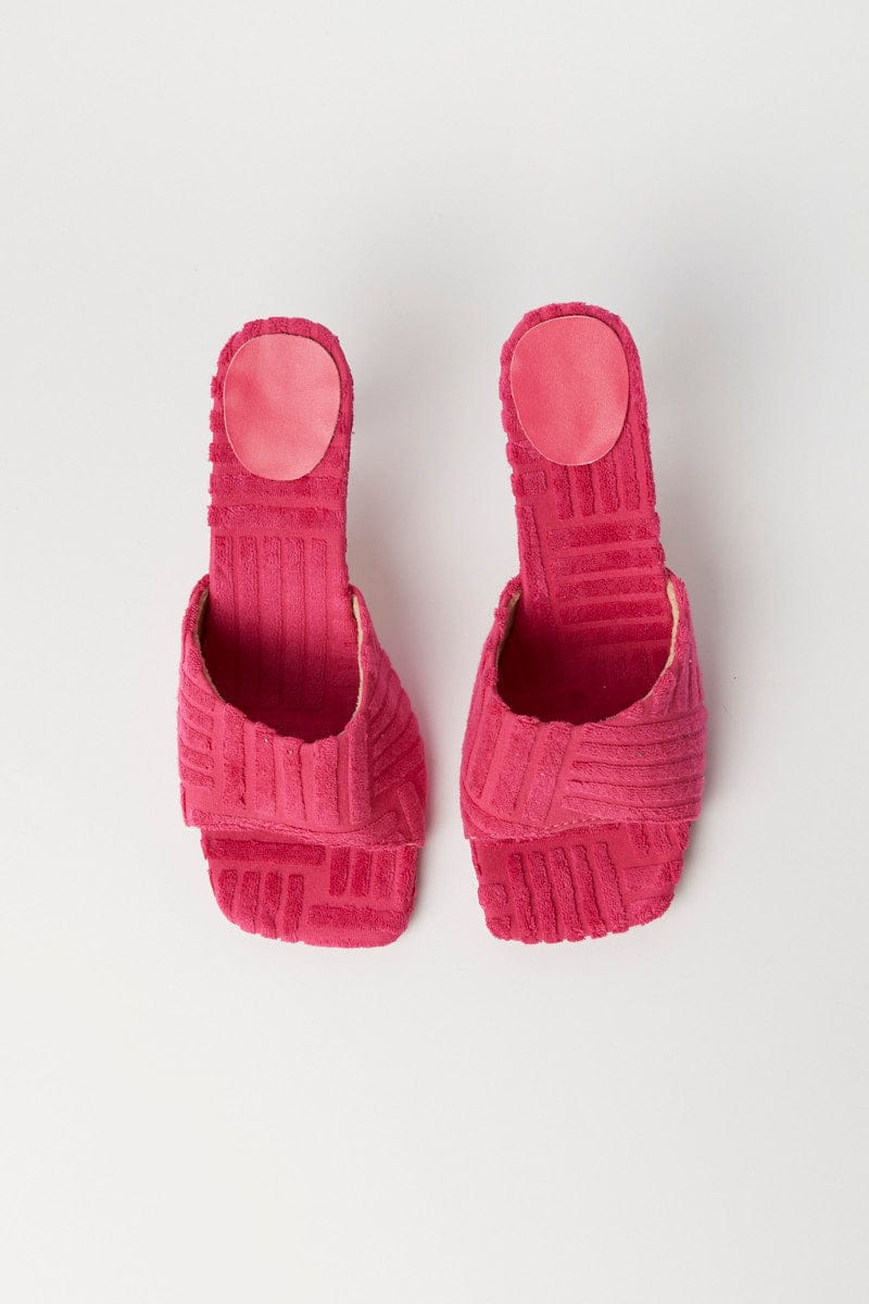 Pink Toweling Detail Mules for Ally Fashion